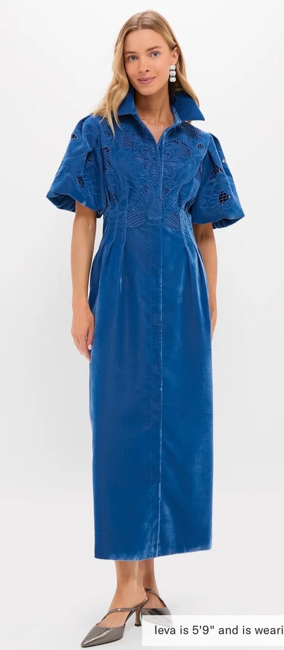 NWT Tuckernuck Blue Fog Velvet Lace Delaney Dress-Size L